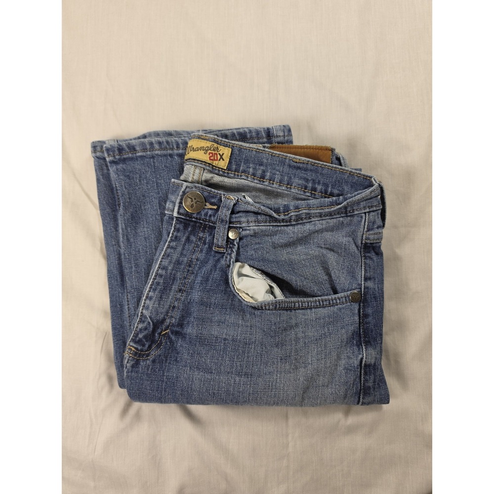 Wrangler 20X Jeans Mens 34x35 Blue Slim Fit Bootcut Medium Wash 42MWXVT